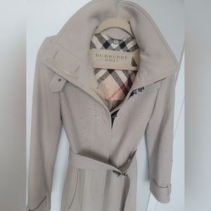Burberry Brit Women's Funnel Neck Wool Coat, Natural, Size 2
